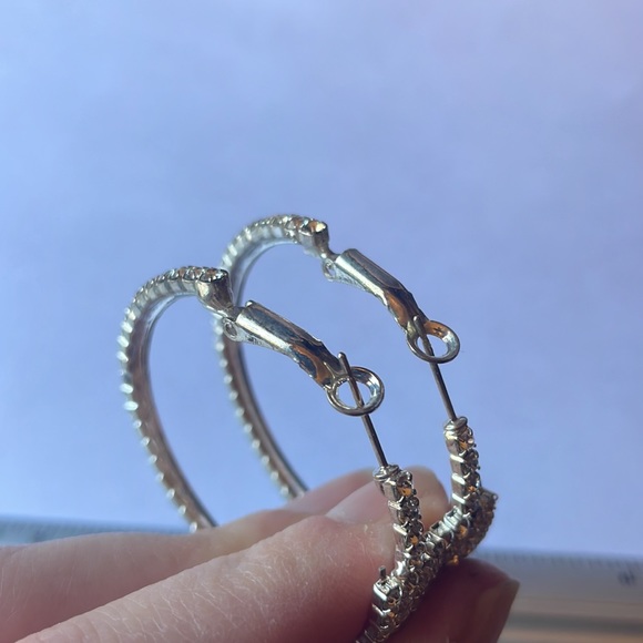 Studded Sparkly Hoop Earrings - Picture 5 of 6